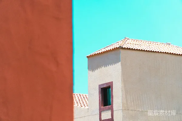 高清摄影 红墙与蓝天下的建筑