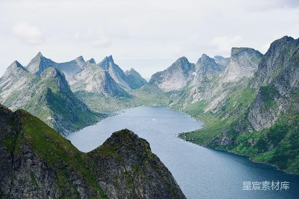 高清摄影 挪威峡湾山脉全景