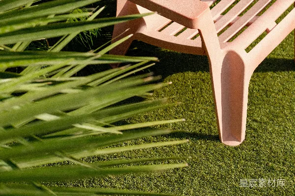 高清摄影 粉色躺椅与绿色植物