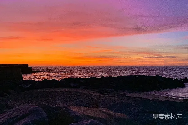 高清摄影 日落时分的海岸线