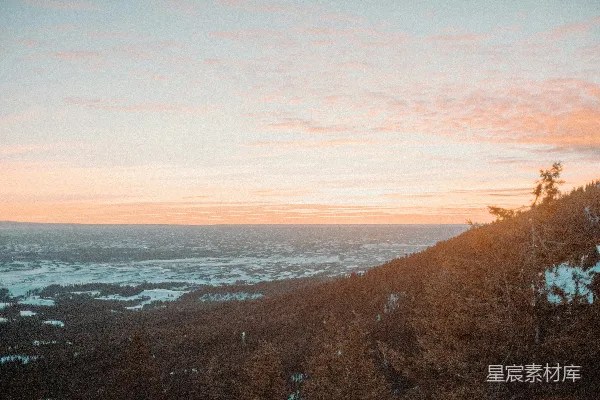 高清摄影 冬日山间日落