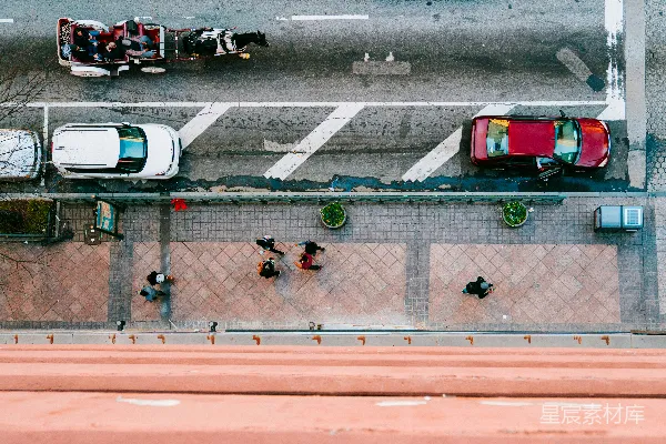 高清摄影 俯瞰城市街道的繁忙景象