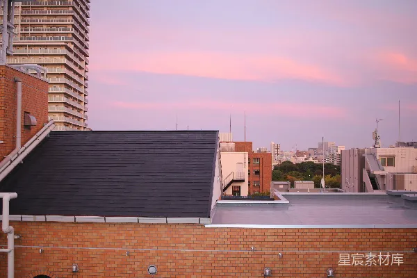 高清摄影 都市黄昏的屋顶风景