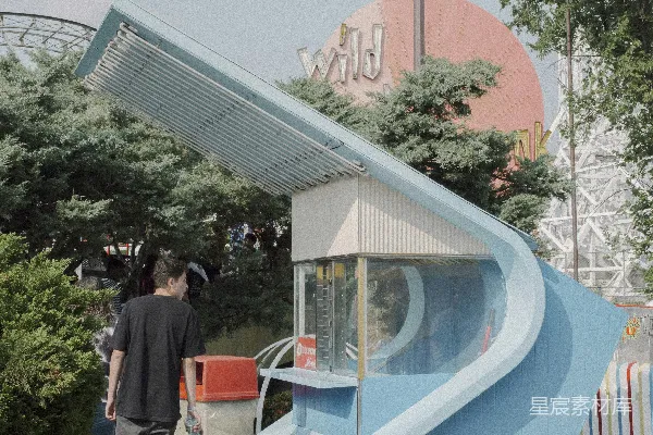 高清摄影 复古游乐园售票亭
