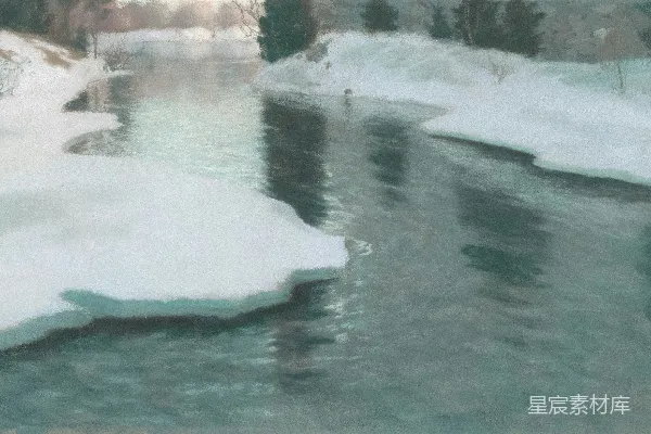 高清摄影 冬日河流雪景