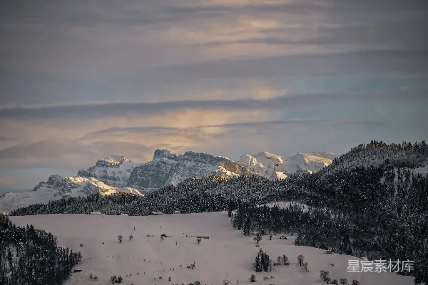 高清摄影 冬日山间雪景