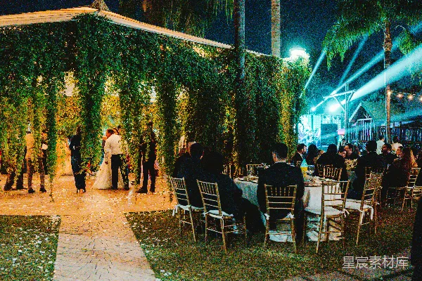 高清摄影 夜晚花园婚礼晚宴