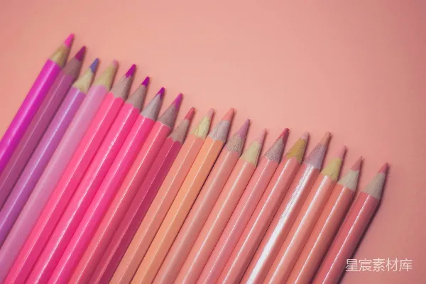 高清摄影 粉色系铅笔排列