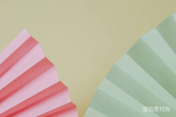 高清摄影 粉绿条纹扇子的拼接