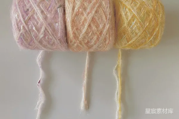 高清摄影 三色毛线卷