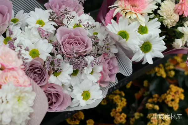 高清摄影 花市中的多彩花束