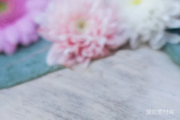 高清摄影 粉色花朵与木质桌面的柔和场景