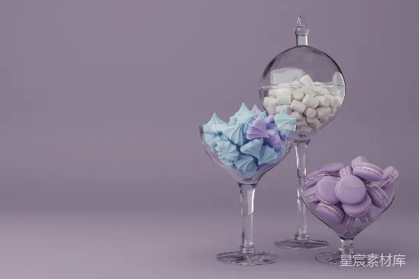 高清摄影 紫色调的甜点摆盘