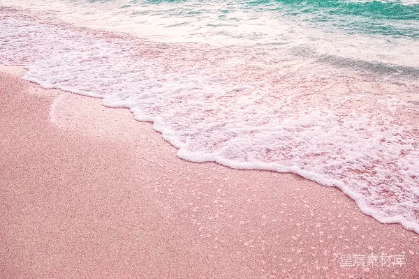 高清摄影 粉色沙滩上的海浪
