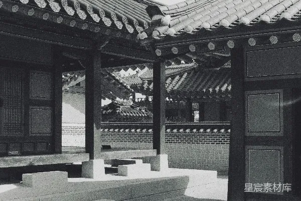 高清摄影 传统韩式建筑的庭院