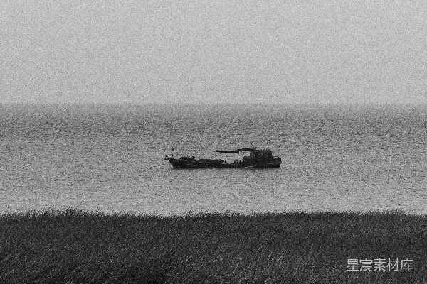 高清摄影 孤舟海景