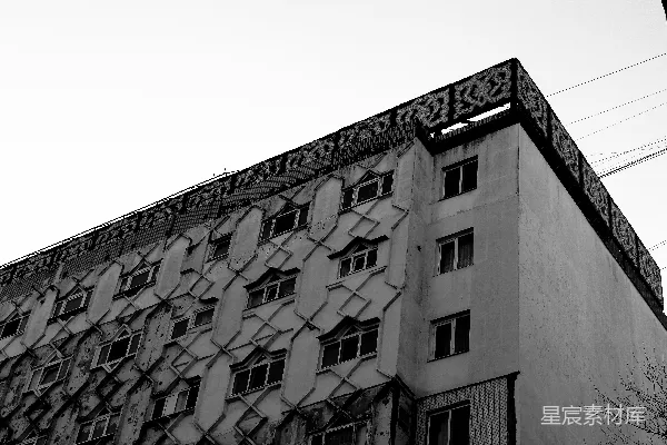 高清摄影 废弃建筑的黑白风景