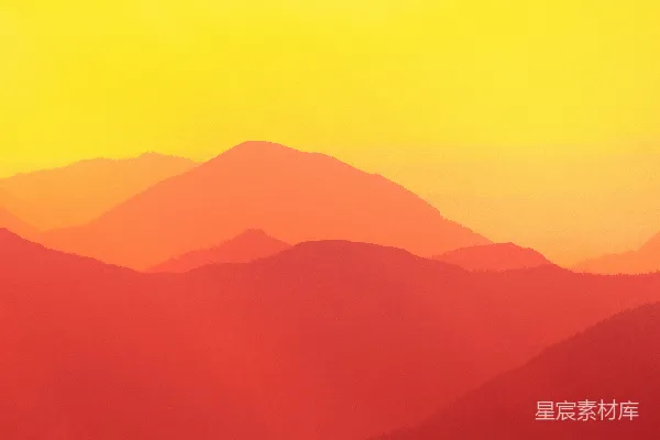 高清摄影 夕阳下的山峦轮廓