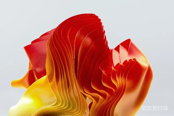高清摄影 抽象的红色与黄色波浪形结构