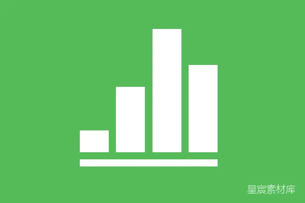 材质纹理 绿色背景下的柱状图图标