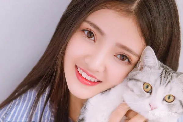 高清摄影 甜美女孩与萌宠猫咪