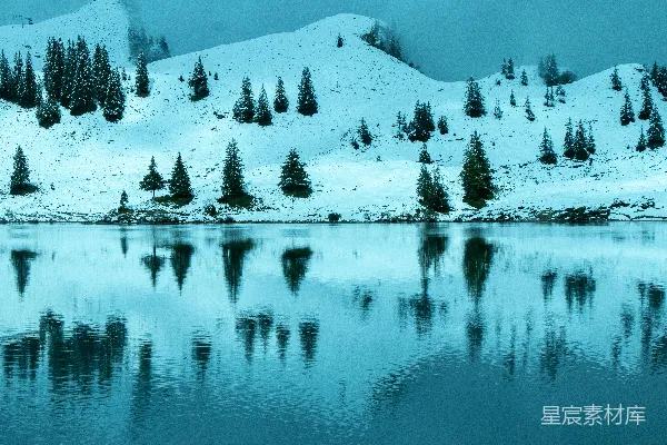 高清摄影 冬日湖畔静谧风景