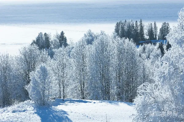 高清摄影 雪景中的宁静小屋