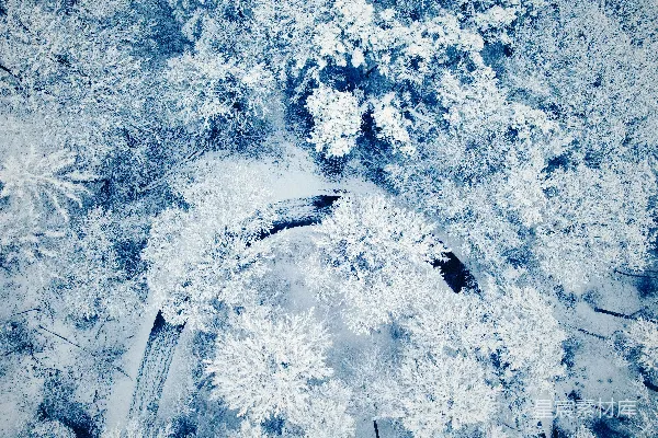 高清摄影 冬日森林雪景航拍