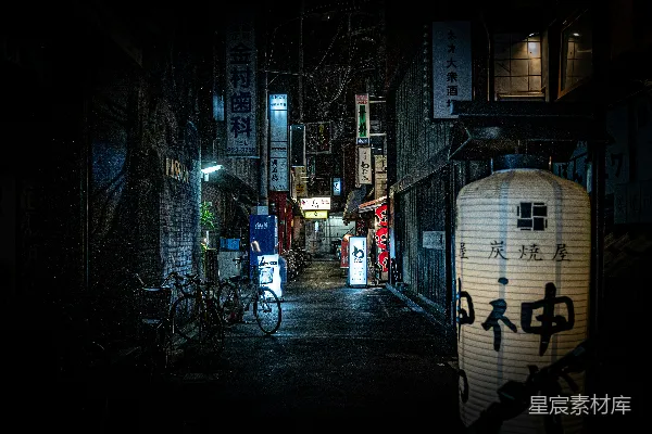 高清摄影 夜幕下的小巷