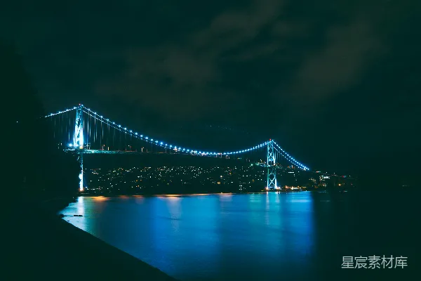 高清摄影 夜幕下的狮门大桥