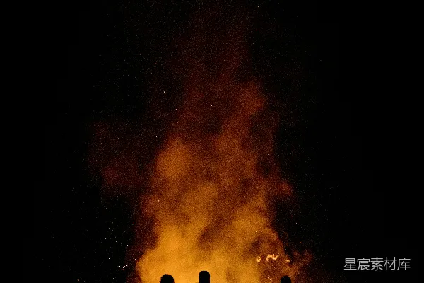 高清摄影 篝火夜的剪影
