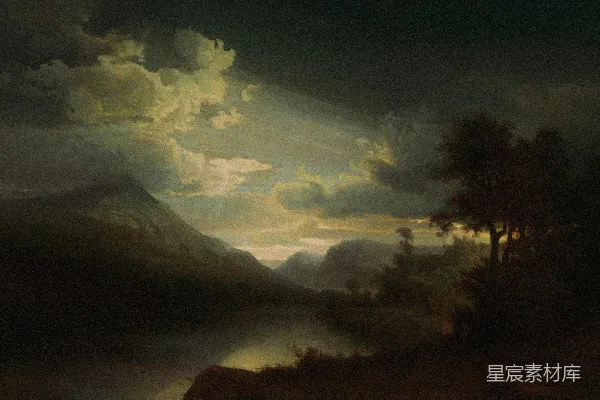 高清摄影 黄昏的山间湖景