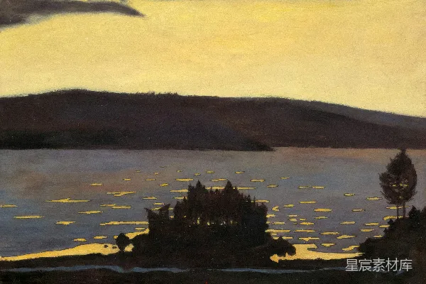 高清摄影 夕阳下的湖景