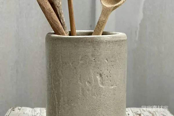 高清摄影 简约水泥杯与木质餐具