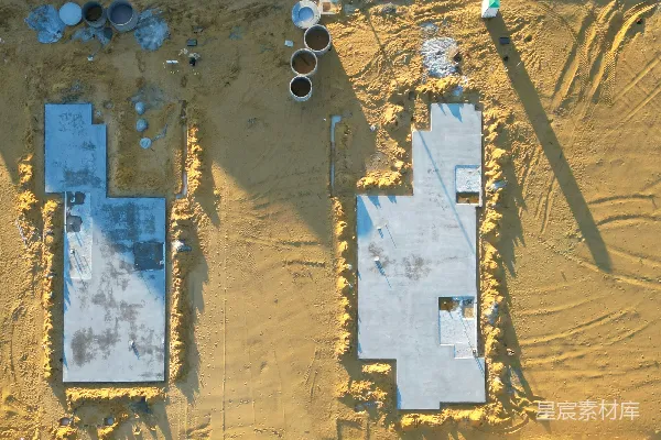 高清摄影 工地上的建筑基座俯视图