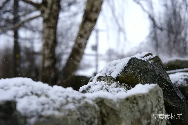 高清摄影 冬日雪景中的岩石