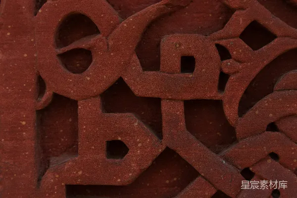 高清摄影 红色镂空砖图案