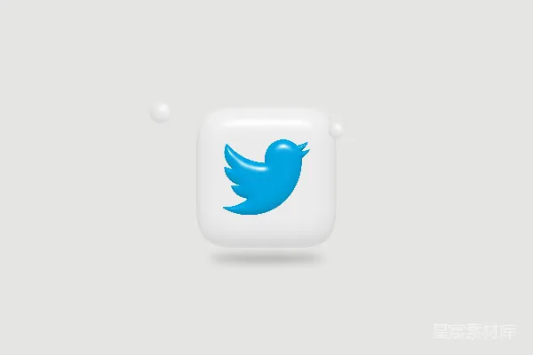 高清摄影 Twitter logo in 3D cube design