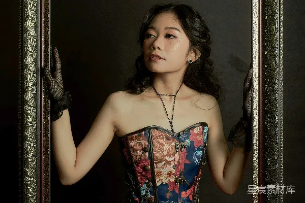 高清摄影 复古画框中的时尚女性