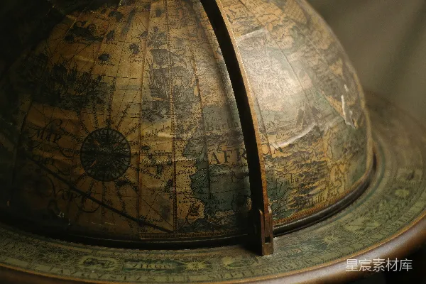 高清摄影 复古地球仪的局部特写