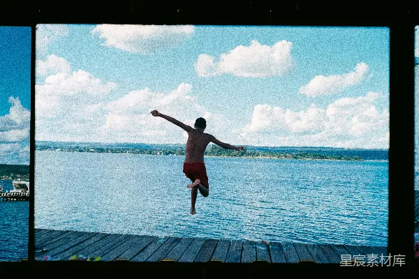 高清摄影 夏日湖畔的自由跃