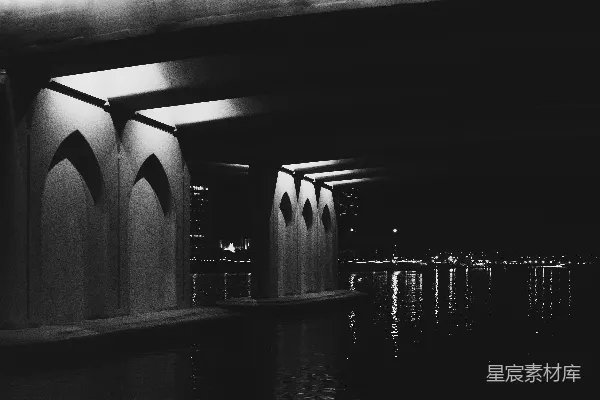 高清摄影 桥下的夜景
