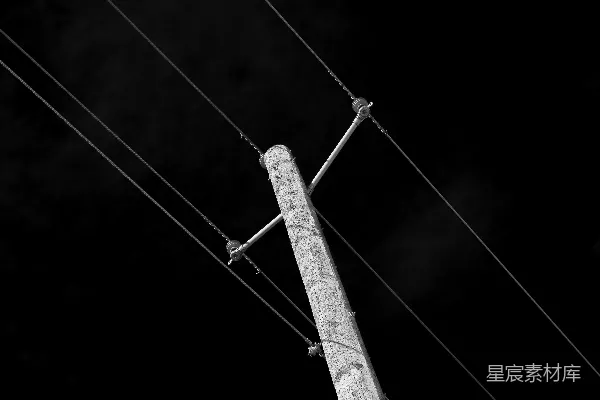 高清摄影 电线杆与夜空
