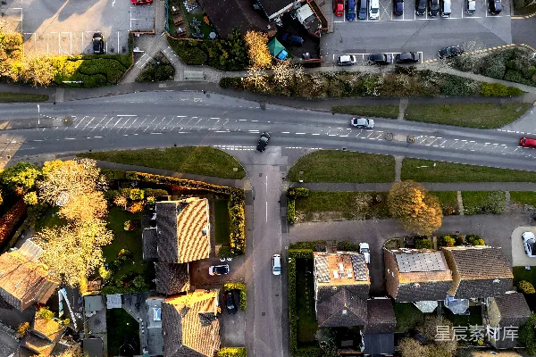 高清摄影 俯瞰小镇街道