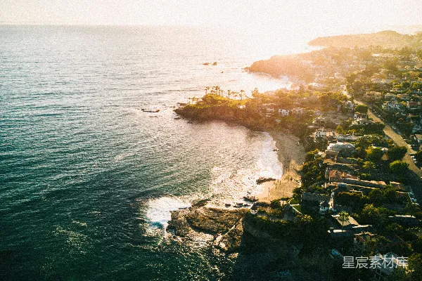高清摄影 夕阳下的海岸线