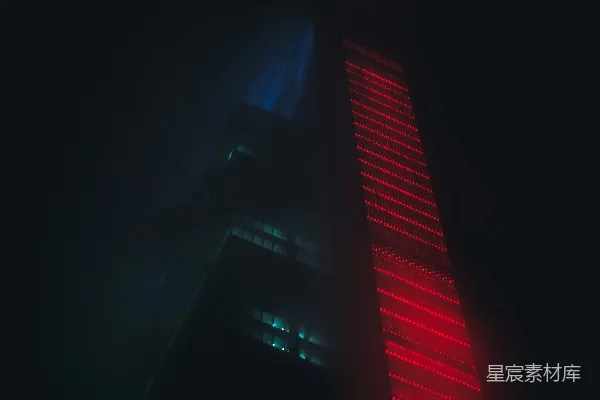 高清摄影 霓虹灯塔：现代都市的夜景