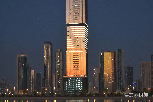 高清摄影 夜幕下的海滨城市