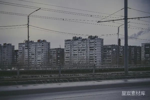 高清摄影 灰色调的城市街景
