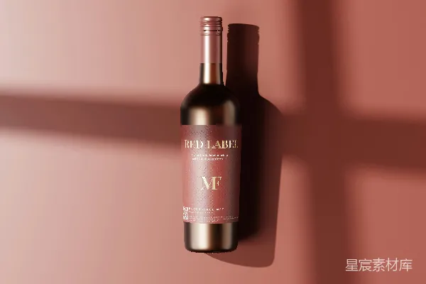 高清摄影 红标葡萄酒瓶贴设计样机