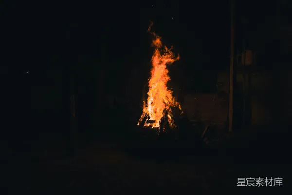 高清摄影 夜幕下的篝火